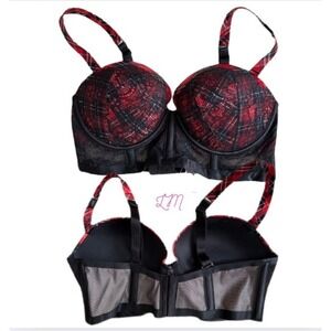 Victoria's Secret Very‎ Sexy Multiway Underwire Plaid Red Black Lace 36C